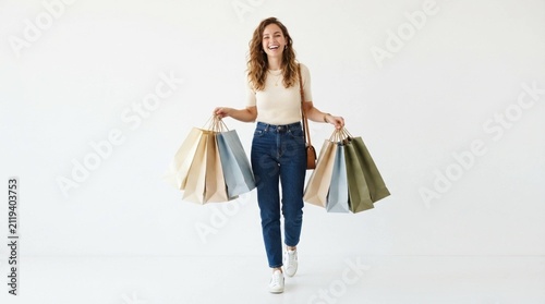 young woman with shopping bags