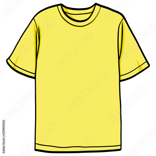 Yellow Tshirt Drawing Cartoon Illustration Vector