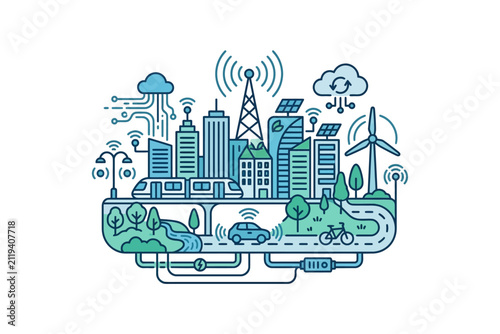 Smart City Infrastructure Vector Illustration