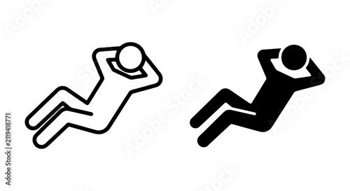 Fotografie Relaxed Person Icon Set, Resting Figure Outline, Casual Pose Vector Graphics