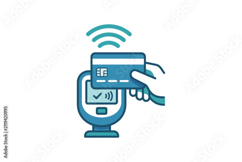 Contactless Payment Credit Card Vector Illustration