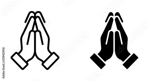 Fotografie Praying Hands Icon Set, Religious Symbol, Hope and Faith, Spiritual Gesture, Vec