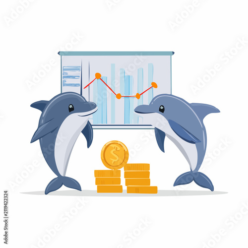 Flat Business Whale Data Vector