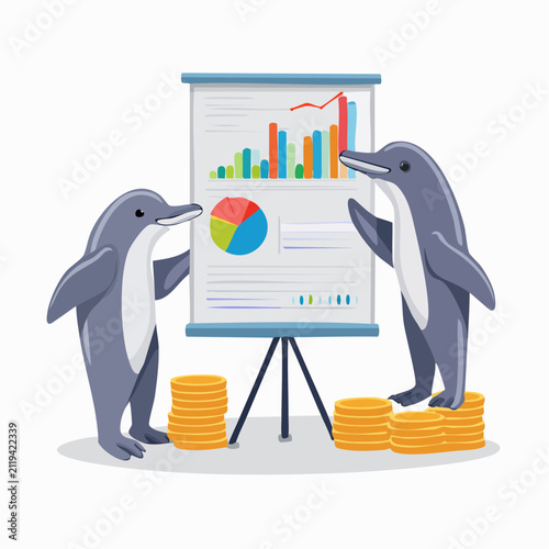 Flat Business Whale Data Vector