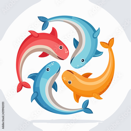 Flat Teamwork Whale Icon Set