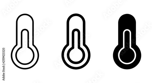 Thermometer Icons Set, Temperature Measurement Symbols, Weather Forecast Graphics, Medical Health Tools