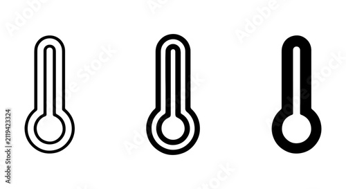 Thermometer Icons Set, Medical and Weather Measurement Symbols, Simple Line Art Graphics