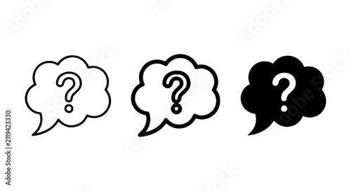 Question Mark Speech Bubbles, Inquiry Icons, Doubt Symbols, Thinking Cloud Graphics