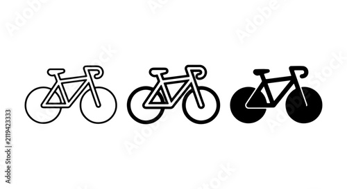 Road Bike Icons, Bicycle Vector Graphics, Cycling Sport Symbols, Transportation Set