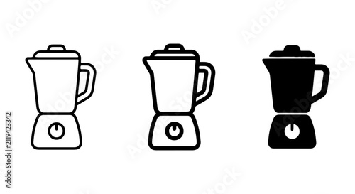 Blender Icons Set, Kitchen Appliance Vector Graphics, Smoothie Maker Outline and Silhouette