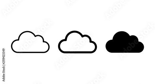 Cloud Icons Set, Weather Symbols, Simple Vector Graphics, Sky Elements