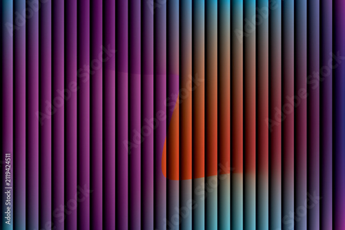 Purple vertical stripes with an abstract orange and red organic shape appearing subtly behind