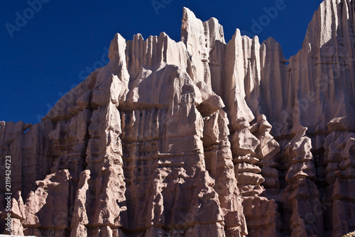Close up of unique eroded siltstone rock formations in Cathedral Gorge Nevada
