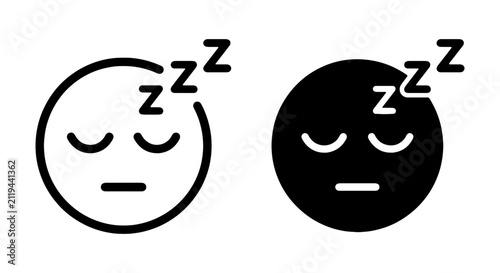 Sleeping Face Icons, Sleepy Emoji, Rest Symbol, Zzz Vector Graphics