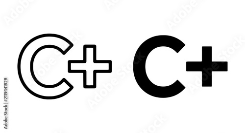 Fototapeta C++ Programming Language Icons, C Plus Plus Code Symbols, Software Development Graphics, Technology Vector Art