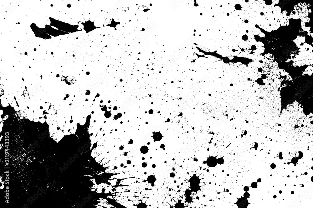Obraz premium Black ink splatters and spots on a transparent background