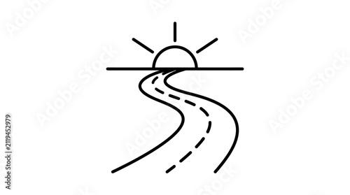 Path forward sunrise simple linear icon