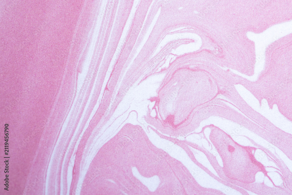 Fototapeta premium Pink Fluid Marble Cardstock Texture with White Swirls
