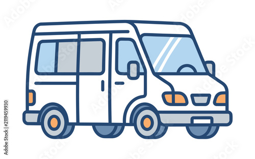 Flat Design Passenger Van Vector Icon
