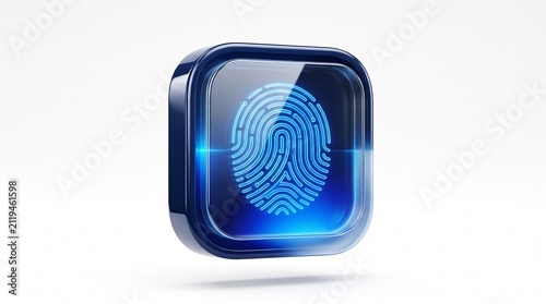 Digital fingerprint icon for cybersecurity. Biometric authentication and data protection symbol.