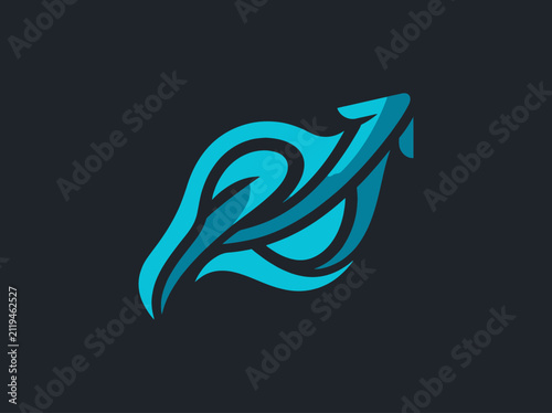 Dynamic Blue Abstract Arrow Element With Flowing Shapes And Gradients