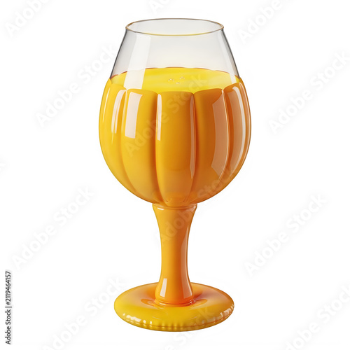 A glass filled with refreshing orange juice served in a stylish wine glass