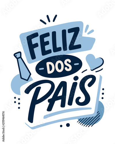 Fotografía Feliz Dia dos Pais Azul Claro e Azul Marinho com Gravata e Coração em Lettering