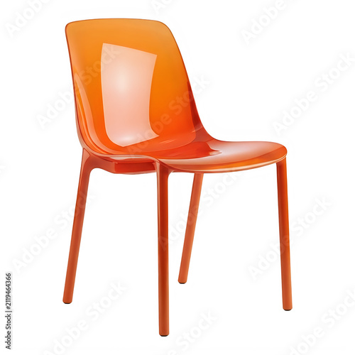 Modern orange plastic chair with curved backrest and seat