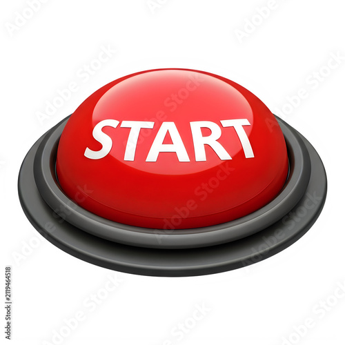 Bright red button with the word start in bold white letters