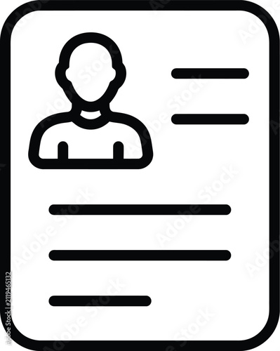 User profile document icon representing personal identification card or resume with document