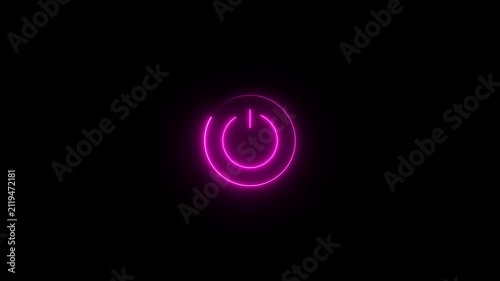neon line glowing power button icon illustration. Motion graphics of power icon concept. Modern bright blue power button symbo