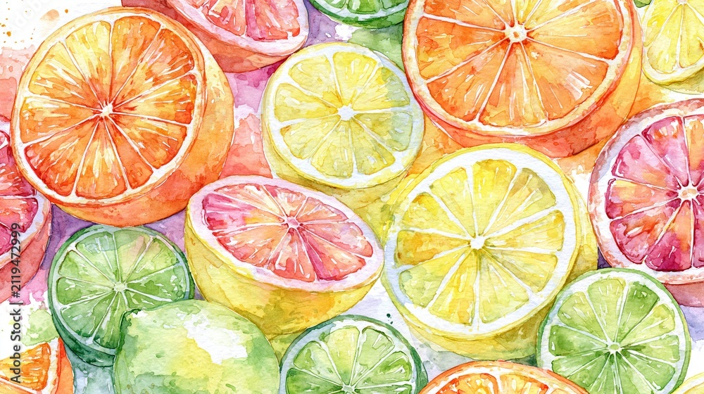 Fototapeta premium fruit, citrus, lemon, orange, grapefruit, slice, food, lime, seamless, pattern, fresh, illustration, vector, healthy, vitamin, juice, juicy, yellow