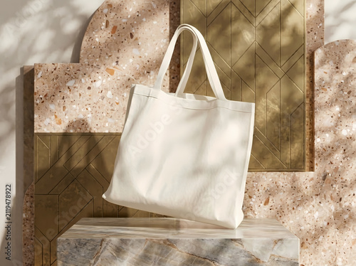 Premium Canvas Tote Bag Mockup in Natural Sunlit Interior Environment