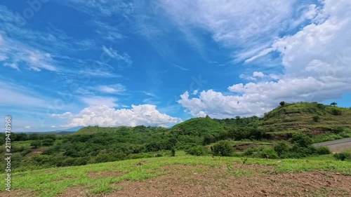 Timelapse of dramatic clouds over tropical green hills in Nagekeo, Flores, East Nusa Tenggara, Indonesia