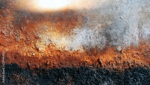 Abstract texture of weathered and oxidized metal surface with rust and patina details