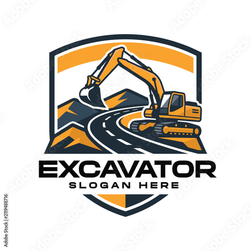 Illustration of Excavator Heavy Duty Vehicle Design Vector Illustration