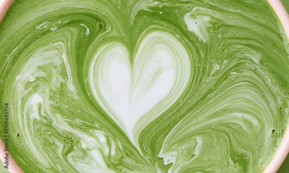 Obraz premium liquid milk and matcha, Latte art