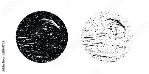 Distressed grunge circle stamp texture vector set