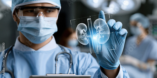 Kidney holographic anatomy doctor surgeon surgery hospital healthcare medical organ anatomy study biology nephrology internal organ digital future innovation interface hologram human body science