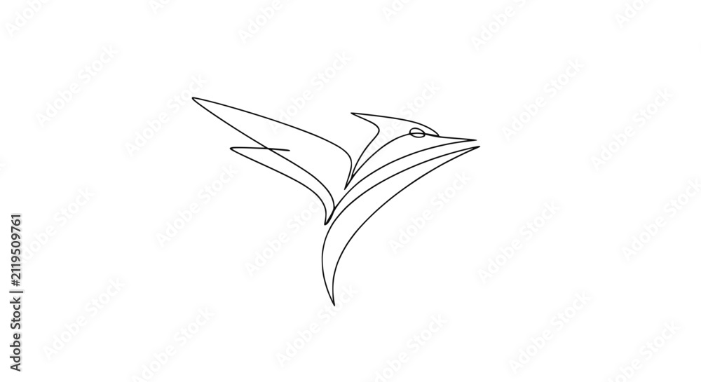Obraz premium Minimalist Bird Logo Design, Continuous Line Art, Abstract Flying Animal Icon