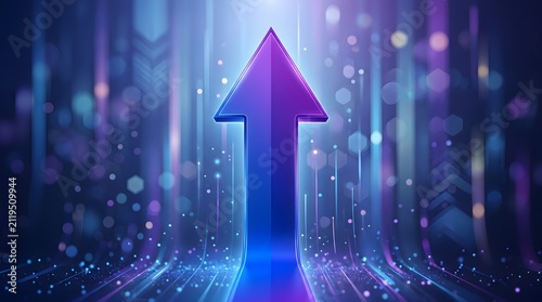 Glowing Upward Arrow Digital Growth Success Innovation Abstract Background
