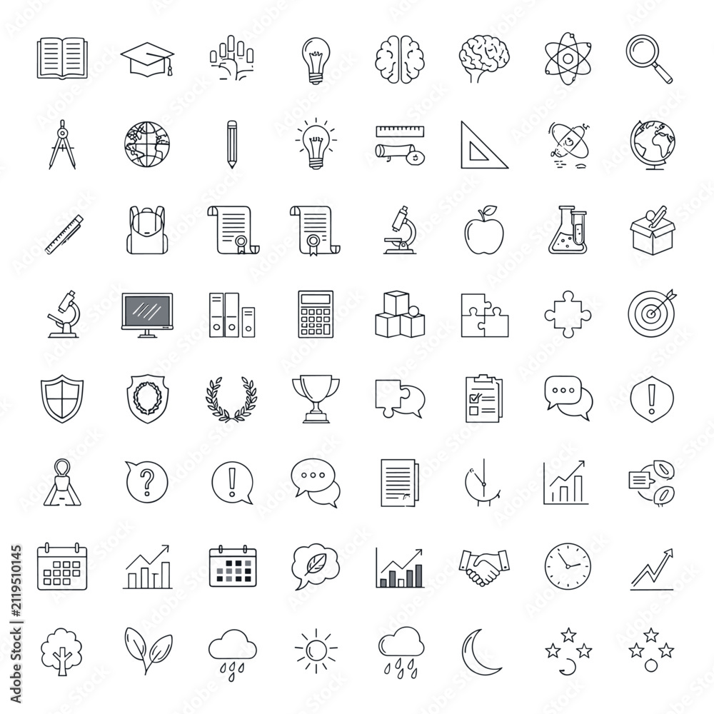 Fototapeta premium Universal thin line icon set for various industries