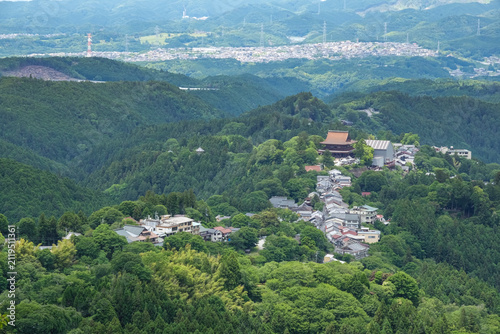 花矢倉展望台から眺める吉野山の町並み