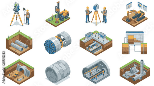 Construction and Engineering Industry Illustrations Collection.
