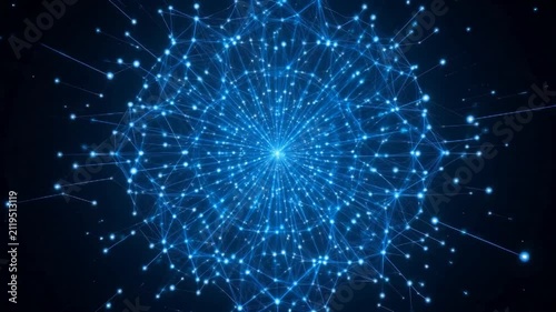 Intricate Electric Blue Abstract Network of Interconnected Nodes and Lines Displaying Complex Data Flow