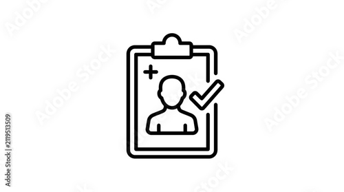 Medical Record Icon with Person and Checkmark - Healthcare Data Concept