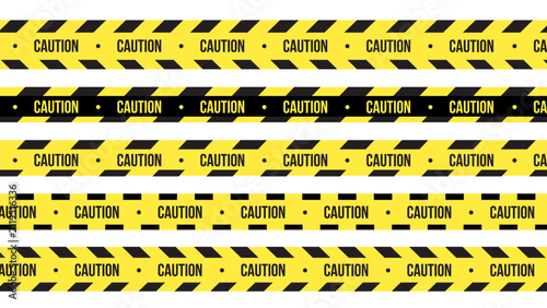 Set of Black and yellow striped strips. Warning, Under construction, Do not cross, Do not stop