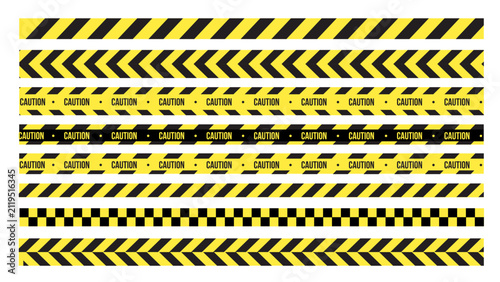 Set of yellow and black warning sign. Cross Barrier Lines