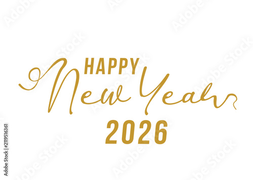 Happy New Year 2025 gold style design on white background