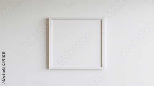 White square picture frame isolated on white background mockup